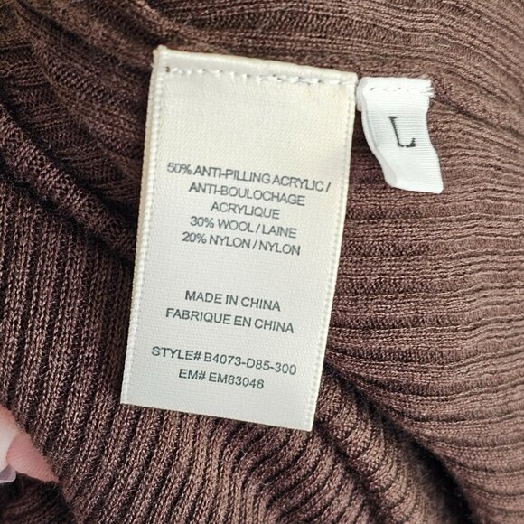 Bella Dahl Dark Brown Ribbed Long Sleeve Tie Cardigan Drop Shoulder Sz L - Picture 6 of 8